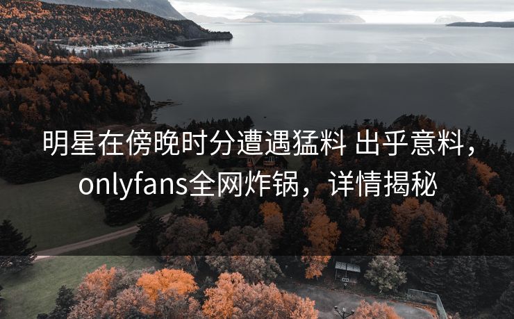 明星在傍晚时分遭遇猛料 出乎意料，onlyfans全网炸锅，详情揭秘